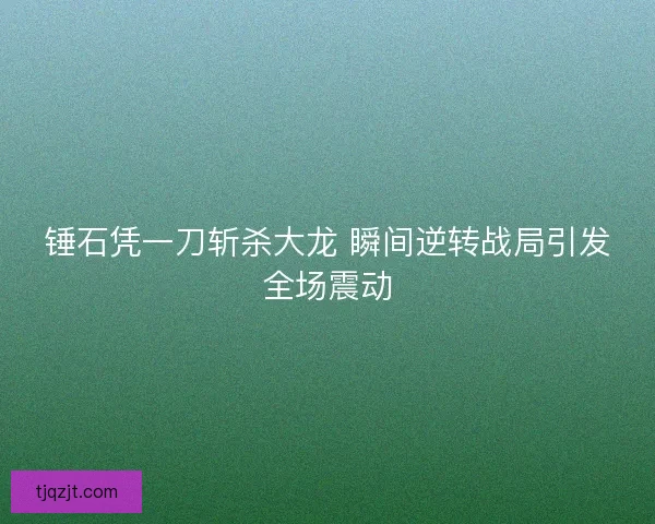 锤石凭一刀斩杀大龙 瞬间逆转战局引发全场震动