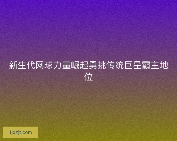 新生代网球力量崛起勇挑传统巨星霸主地位